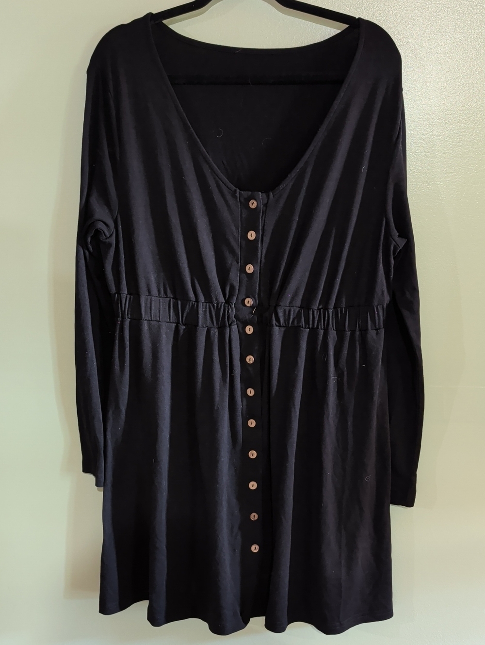 Cupshe Classic Black Long-Sleeve Button-Front Dress